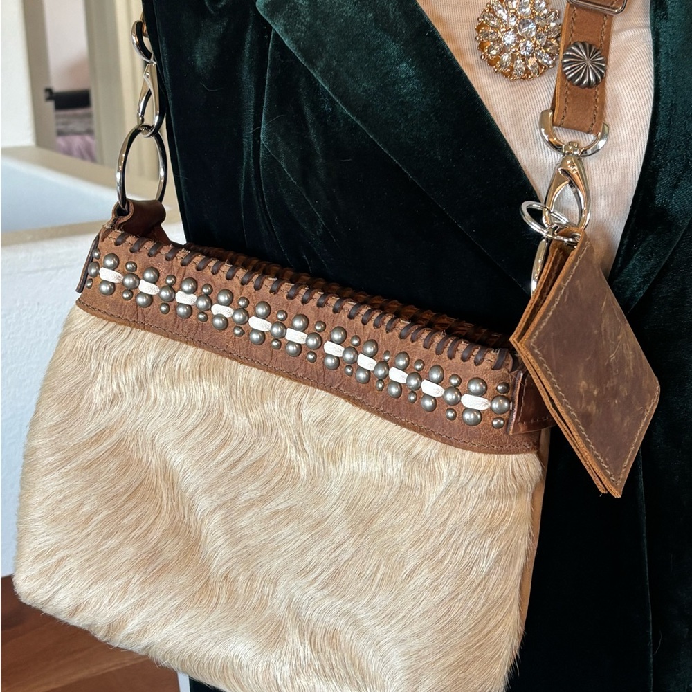 Cowhide Brown and Cream Women's Bag